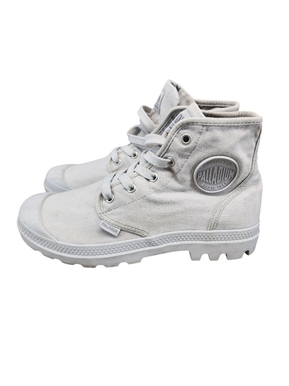 Palladium Shoes Womens 9 Gray Canvas Pampa High Top Sneaker Boots *Read*